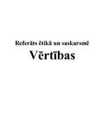 Referāts 'Vērtības', 1.