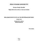 Konspekts 'Reklāmas efektivitāte un tās vērtēšanas metodes', 1.