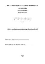 Prakses atskaite 'Aktīvā mācību un audzināšanas prakse pirmsskolā. Pirmā daļa', 1.