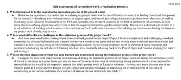 Referāts 'Young people's attitude to volunteer's work in Latvia', 50.