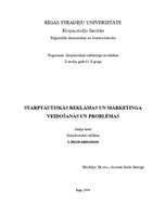 Konspekts 'Starptautiskās reklāmas un mārketinga veidošanās un problēmas', 1.