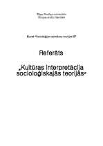 Referāts 'Kultūras interpretācija socioloģiskajās teorijās', 1.