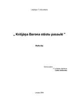 Referāts 'Krišjāņa Barona stāstu pasaulē', 1.
