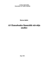 Referāts 'AS "Hansabanka" finansiālā stāvokļa analīze', 1.