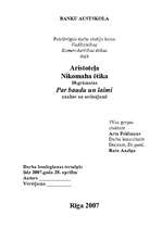 Referāts 'Aristoteļa "Nikomaha ētika" 10.grāmatas "Par baudu un laimi" analīze un secināju', 1.
