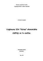 Referāts 'Uzņēmuma ekonomiskie rādītāji un to analīze', 1.