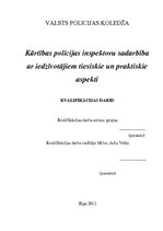 Diplomdarbs 'Kārtības policijas inspektoru sadarbības ar iedzīvotājiem tiesiskie un praktiski', 1.