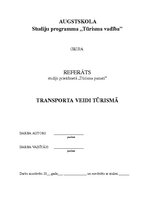 Referāts 'Transporta veidi tūrismā', 1.