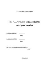 Diplomdarbs 'SIA "X" peļņas vai zaudējuma aprēķina analīze', 1.