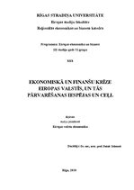 Referāts 'Ekonomiskā un finanšu krīze Eiropas valstīs un tās pārvarēšanas iespējas un ceļi', 1.