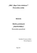 Konspekts 'Ekonomikas pamatlicēji', 1.