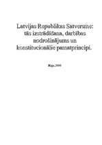 Referāts 'Latvijas Republikas Satversme: tās izstrādāšana, darbības nodrošinājums un konst', 1.