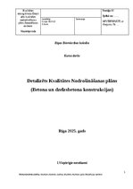 Prakses atskaite 'Detalizēts Kvalitātes Nodrošināšanas plāns Betona un dzelzsbetona konstrukcijas', 1.