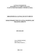 Diplomdarbs 'Eiro ieviešana Latvijā', 1.