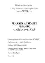 Prakses atskaite 'Prakses atskaite finanšu grāmatvedībā', 1.
