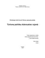 Referāts 'Tūrisma politika Aizkraukles rajonā', 1.