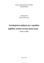 Referāts 'Socioloģiskais pētījums par augstākās izglītības nozīmi Latvijas darba tirgū', 1.
