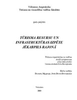 Referāts 'Tūrisma resursu un infrastruktūras izpēte Jēkabpils rajonā', 1.