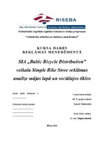 Referāts 'SIA "Baltic Bicycle Distribution" veikala Simple Bike Store reklāmas analīze māj', 1.