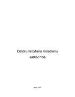 Referāts 'Datoru lietošana mūsdienu sabiedrībā', 1.