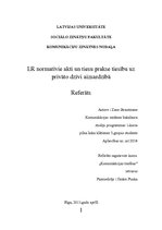 Referāts 'Latvijas Republikas normatīvie akti un tiesu prakse tiesību uz privāto dzīvi aiz', 1.