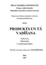 Konspekts 'Produkts un tā vadīšana', 1.