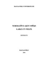 Referāts 'Normatīvo aktu spēks laikā un telpā', 1.