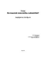 Eseja 'Kā mazināt neiecietību sabiedrībā?', 1.