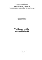 Referāts 'Vērtības un vērtību sistēma bibliotēkā', 1.