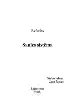 Referāts 'Saules sistēmas rašanās', 1.