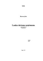 Biznesa plāns 'Lauku tūrisma uzņēmums "X"', 1.