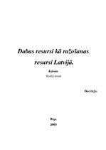 Referāts 'Dabas resursi kā ražošanas resursi Latvijā', 1.