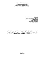 Referāts 'Praktisko darbu materiāli Frankfurtes skolas sociālajā teorijā', 1.