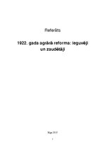 Referāts '1922.gada agrārā reforma: ieguvēji un zaudētāji', 1.