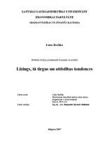 Referāts 'Līzings, tā tirgus un attīstības tendences ', 1.