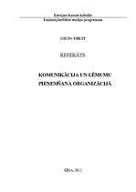Referāts 'Komunikācija un lēmumu pieņemšana organizācijā', 1.
