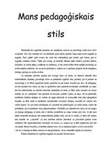 Eseja 'Mans pedagoģiskais stils', 1.