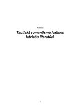 Referāts 'Tautiskā romantisma iezīmes latviešu literatūrā', 1.