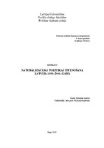 Referāts 'Naturalizācijas politikas īstenošana Latvijā 1999.-2004.gadā', 1.
