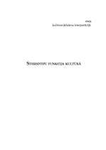 Eseja 'Stereotipu funkcija kultūrā', 1.