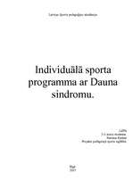 Referāts 'Individuālā sporta programma audzēknim ar Dauna sindromu', 1.