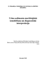 Referāts 'Urīna sedimenta morfoloģiskā izmeklēšana un diagnostiskā interpretācija', 1.
