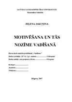 Referāts 'Motivēšana un tās nozīme vadīšanā', 1.