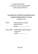 Referāts 'Neatliekamā medicīniskā palīdzība elektrotraumas gadījumā pirmshospitālā etapā', 1.