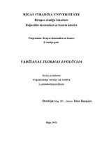 Konspekts 'Vadīšanas teorijas evolūcija', 1.