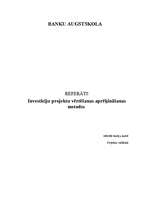 Referāts 'Investīciju projektu vērtēšanas aprēķināšanas metodes', 1.