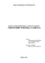Referāts 'Vērtspapīru portfeļa vadīšana', 1.