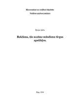 Referāts 'Reklāma, tās nozīme mūsdienu tirgus apstākļos', 1.