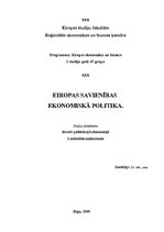 Konspekts 'Eiropas Savienības ekonomiskā politika', 1.