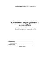 Referāts 'Riska faktors uzņēmējdarbībā, tā prognozēšana', 1.